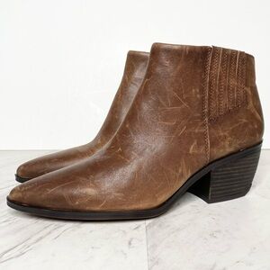 Franco Sarto Spur Brown Leather Bootie 9M